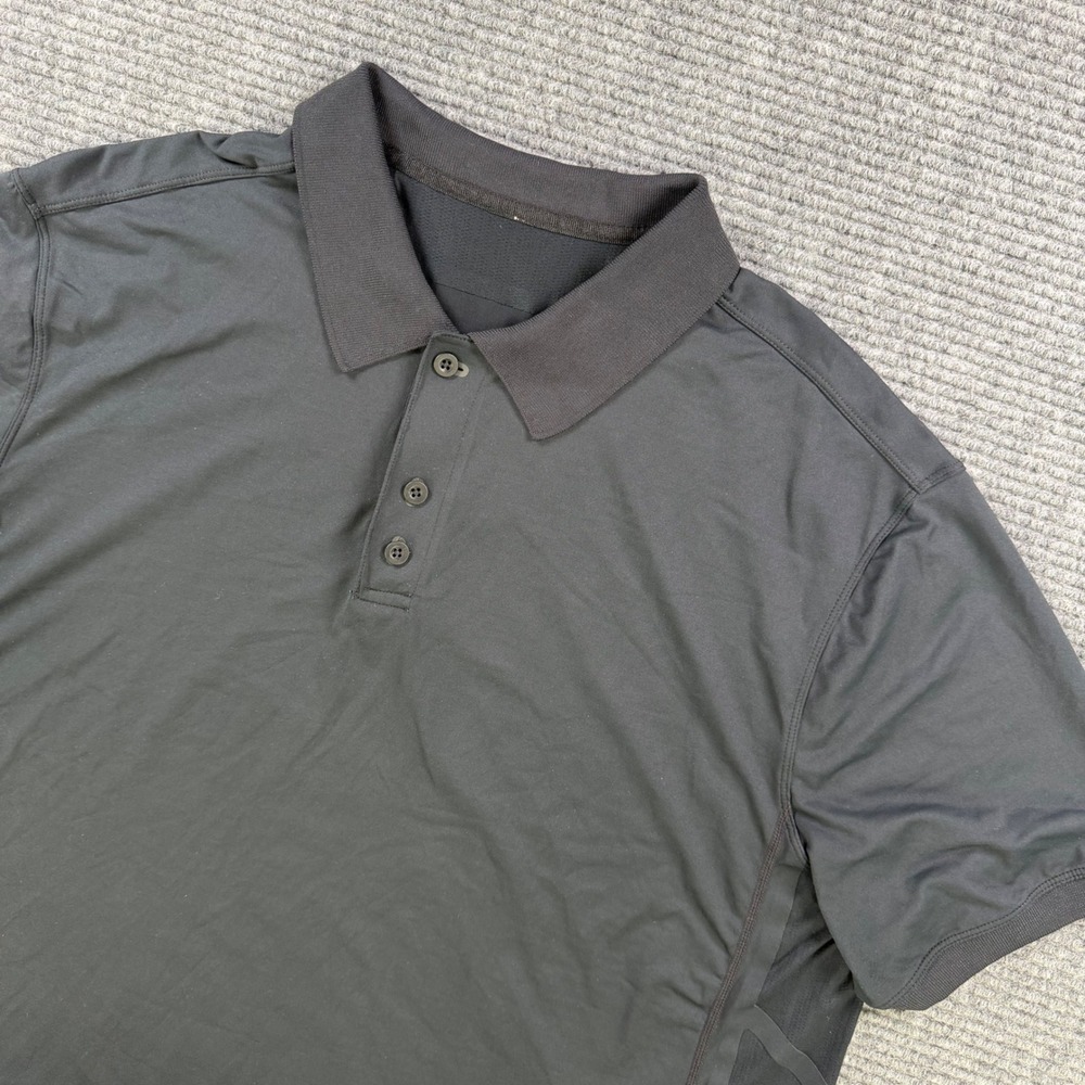 Lululemon Metal‎ Vent Tech Polo Shirt Mens XXL Black Short Sleeve Mesh Venting